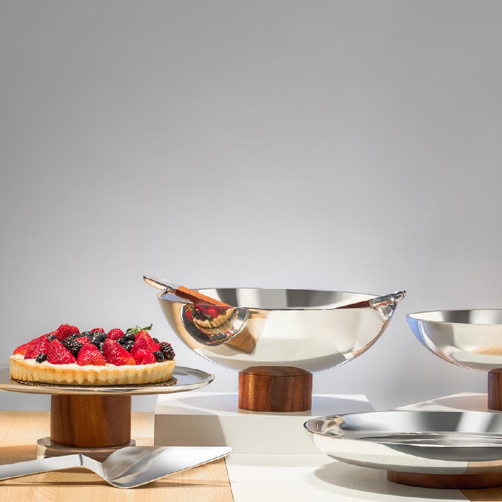 Nambé Pinnacle Footed Cake Plate W/ Server