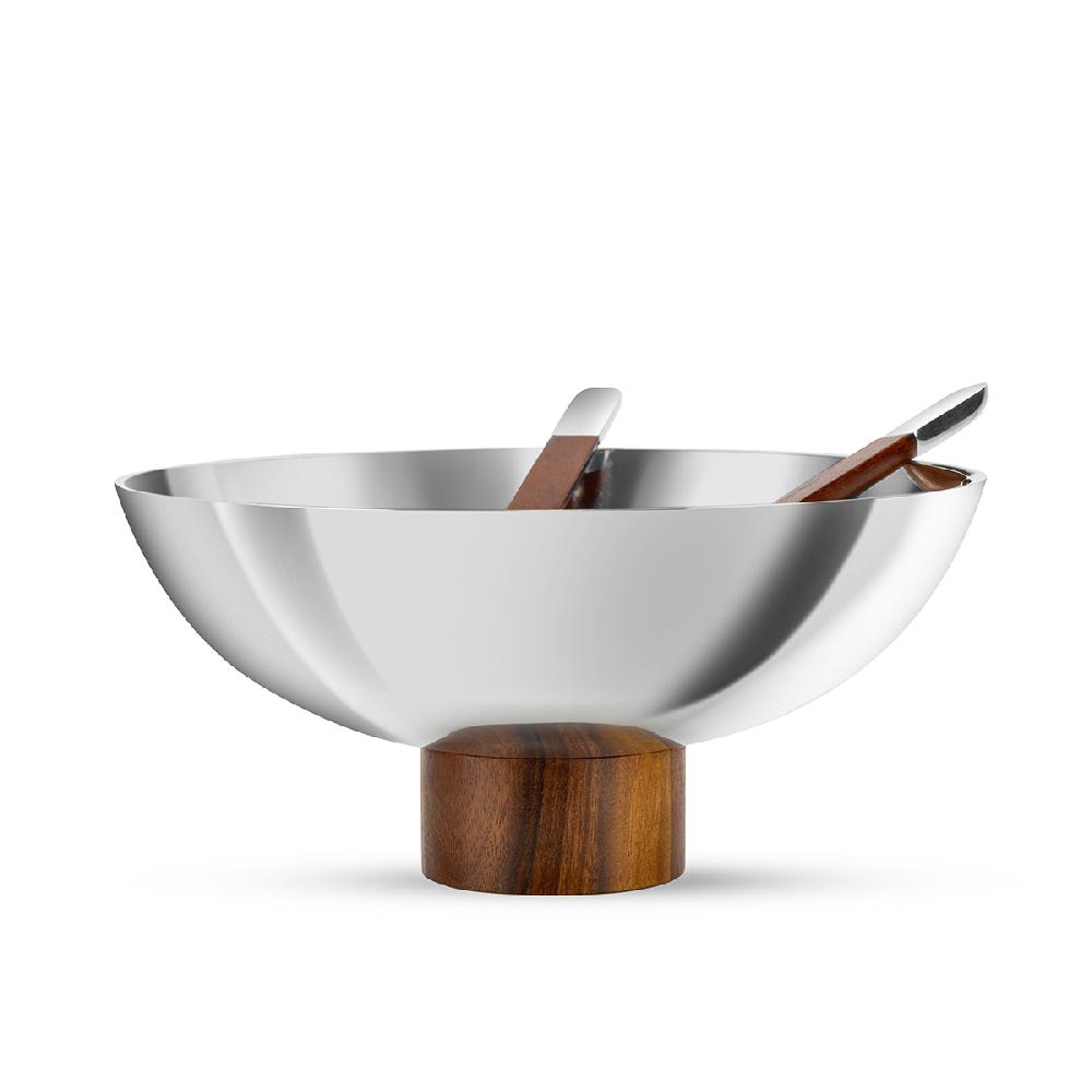Nambé Pinnacle Footed Salad Bowl W/ Servers