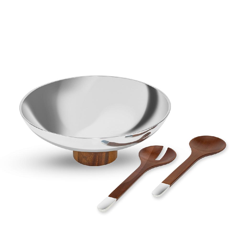 nambé Pinnacle Footed Salad Bowl w/ Servers