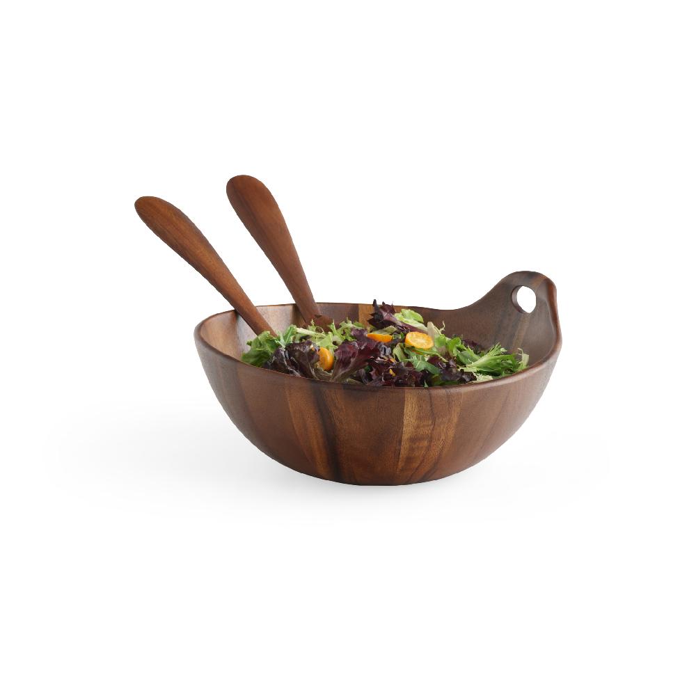 nambé Portables Wood Salad Bowl w/Servers