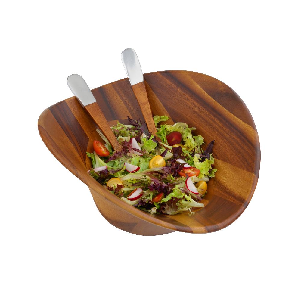 Nambé Ripple Salad Bowl W/ Servers