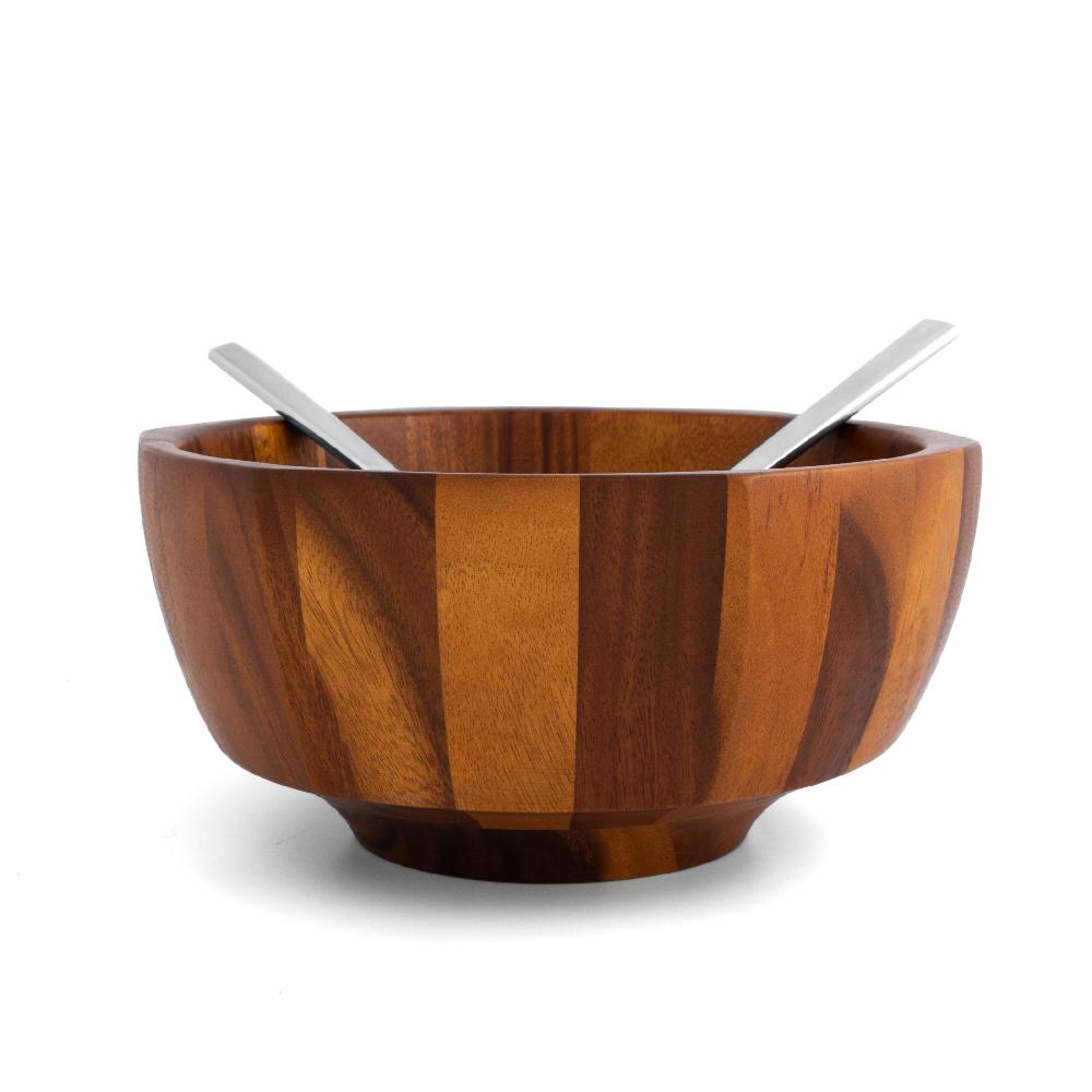 Nambé Rivet Salad Bowl W/ Servers