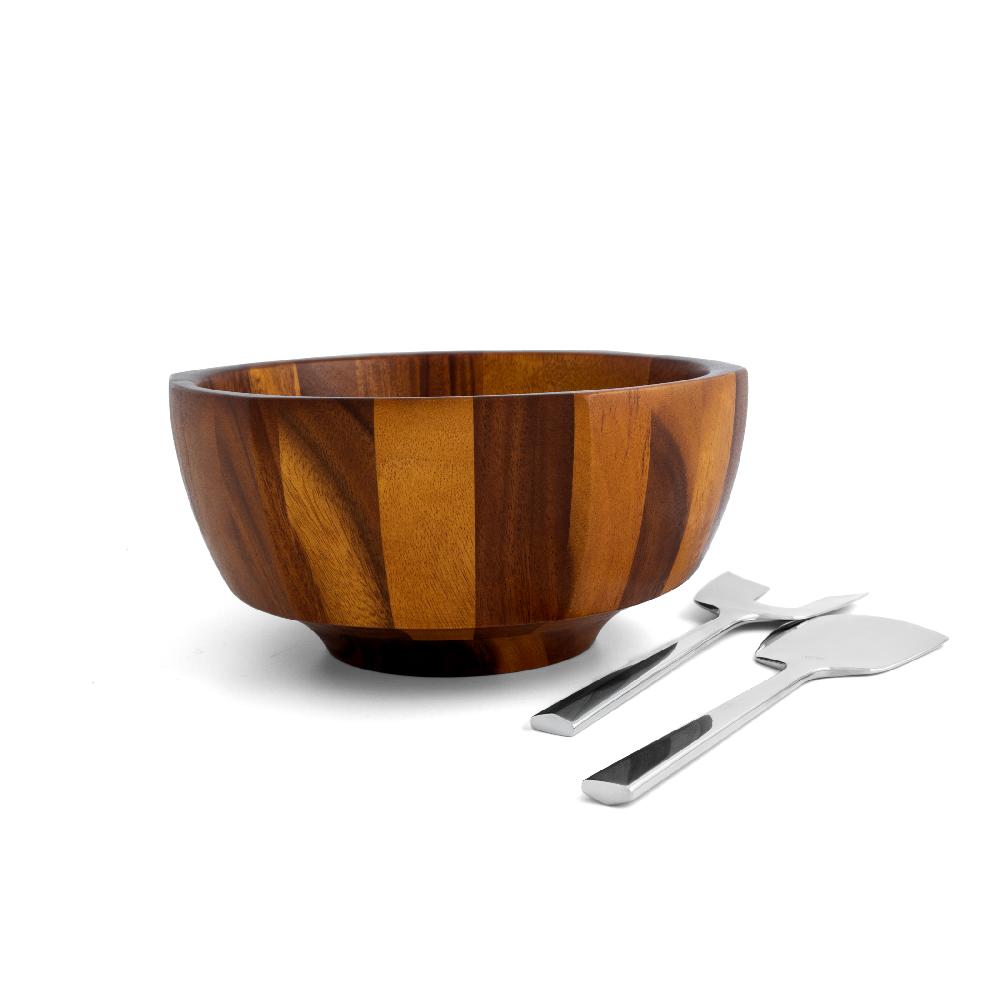 nambé Rivet Salad Bowl w/ Servers