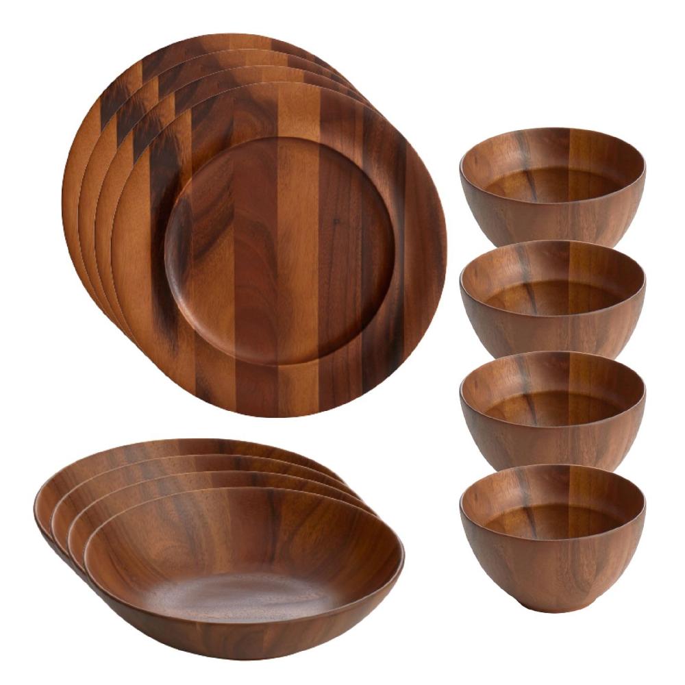 nambé Skye Wood 12 Piece Dinnerware Set