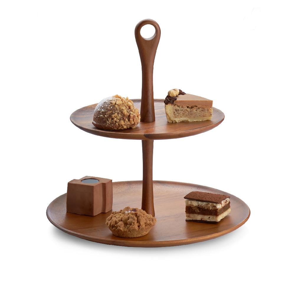 Nambé Skye Wood Tiered Dessert Stand