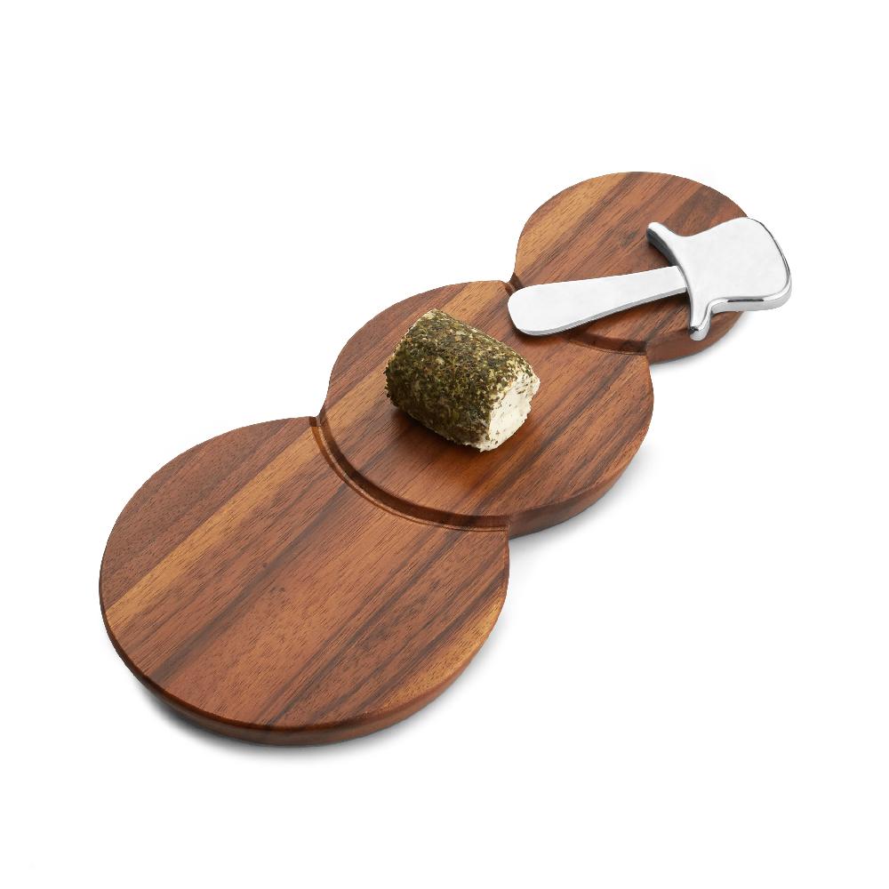 Nambé Snowman Cheese Board W/ Top Hat Spreader