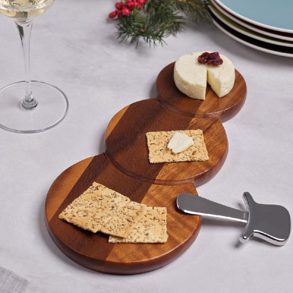 Nambé Snowman Cheese Board W/ Top Hat Spreader