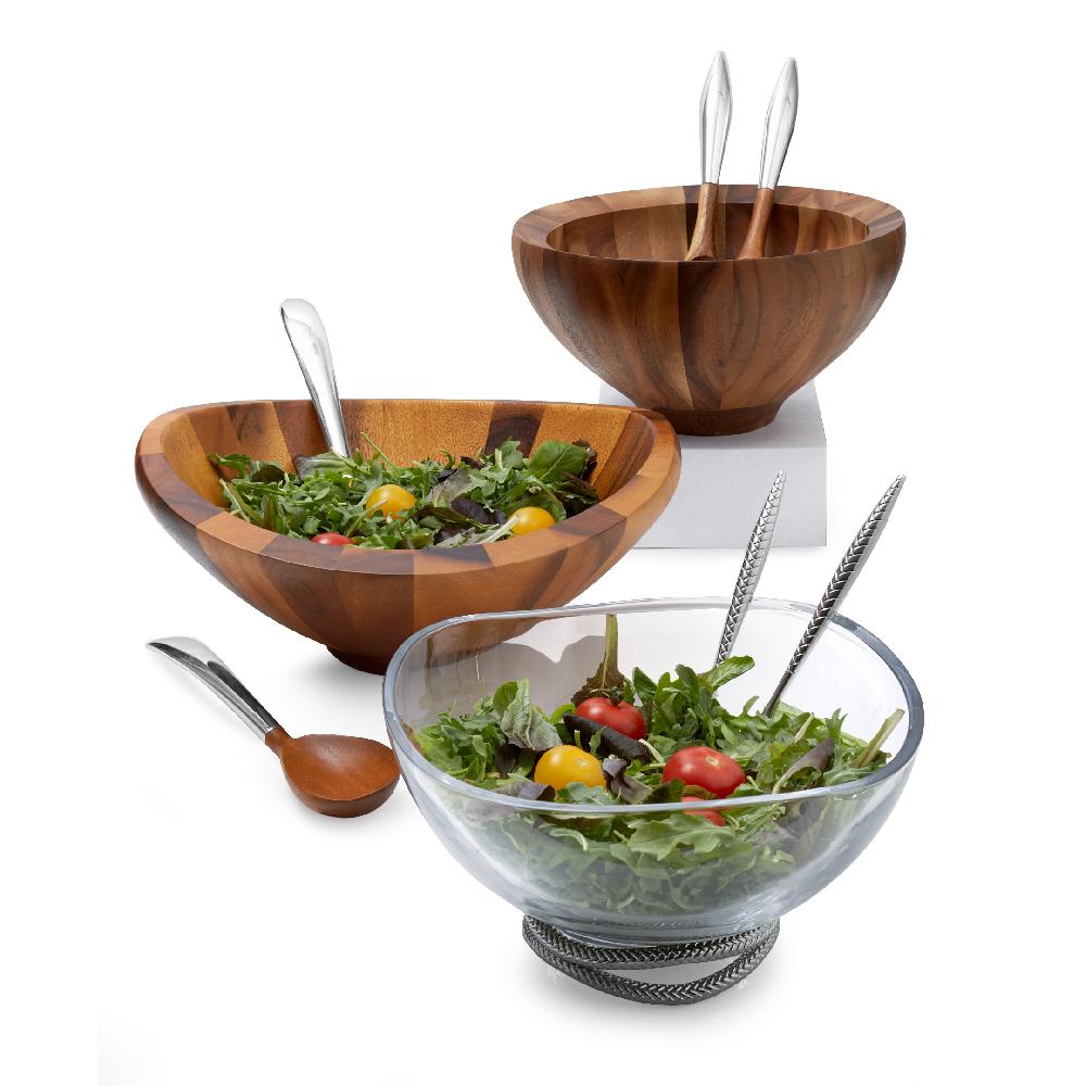 Nambé Yaro Salad Bowl W/ Servers