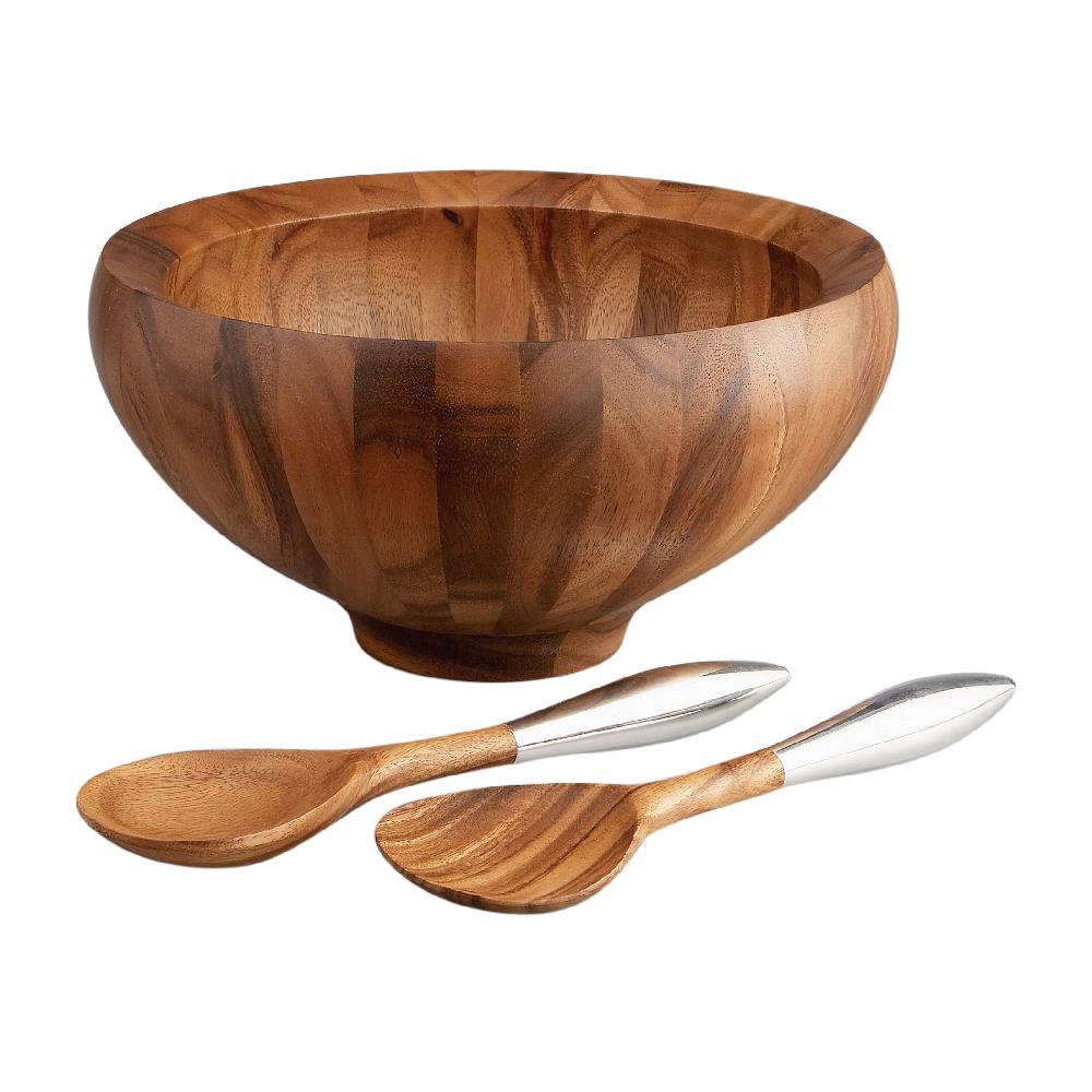 nambé Yaro Salad Bowl W/ Servers
