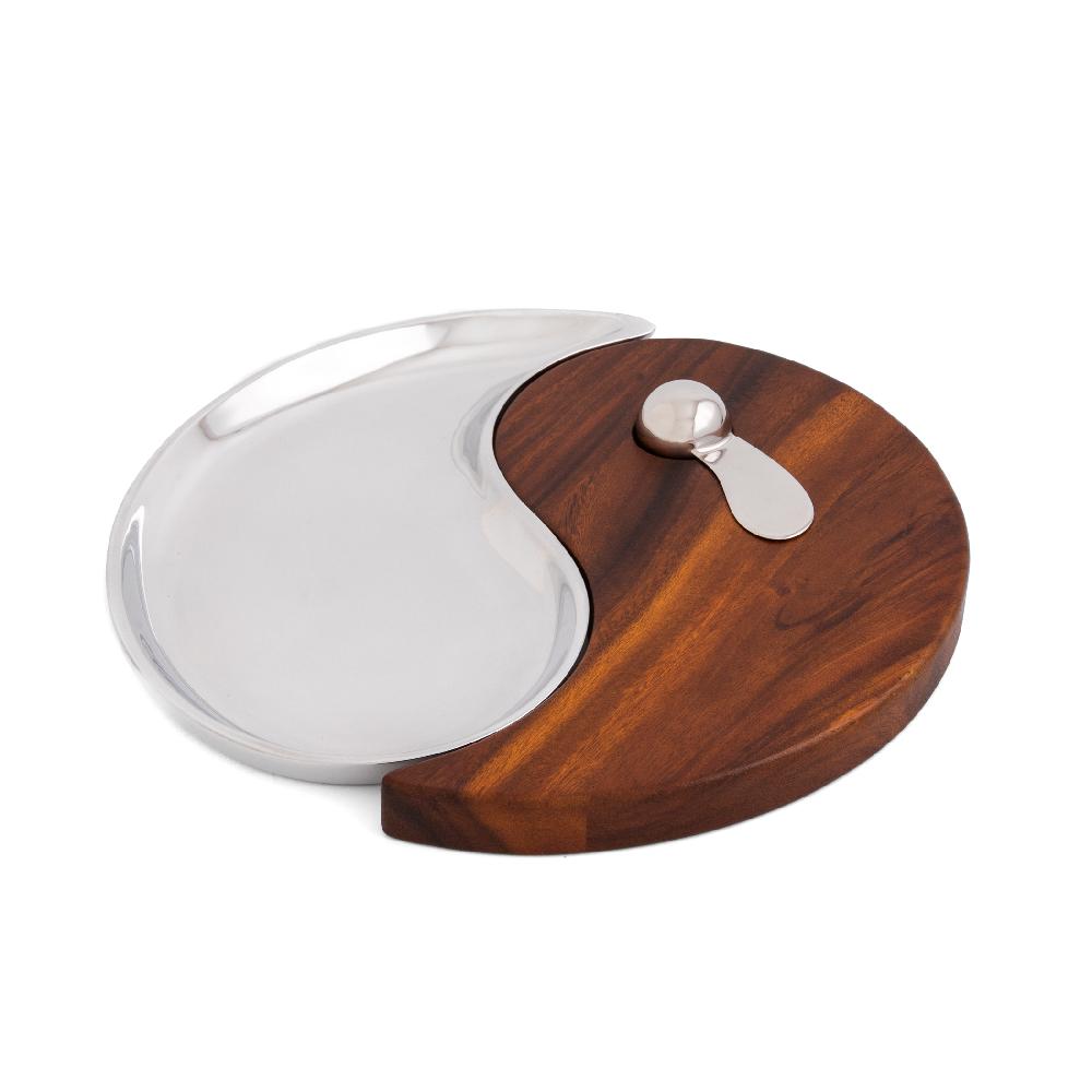 nambé Yin Yang Cheese Board w/ Spreader