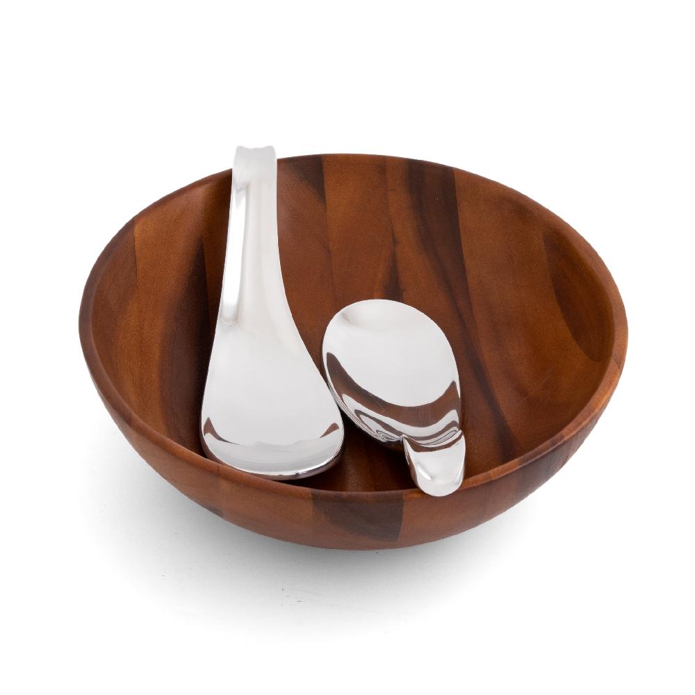 Nambé Yin Yang Salad Bowl W/Servers
