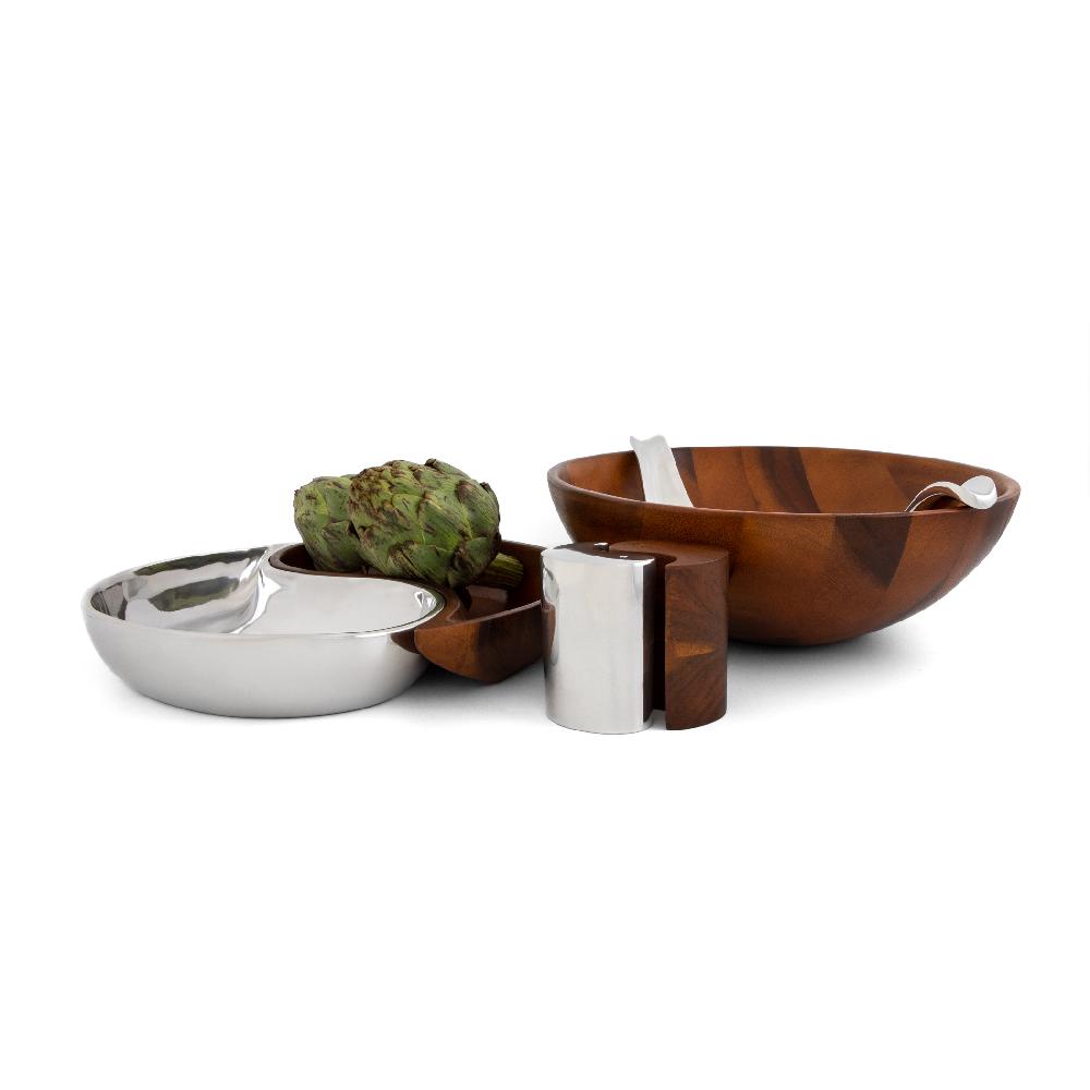 Nambé Yin Yang Salad Bowl W/Servers