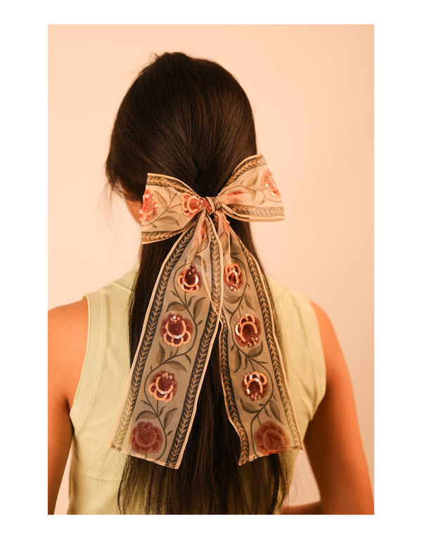 namjosh Beige Sheer Bow