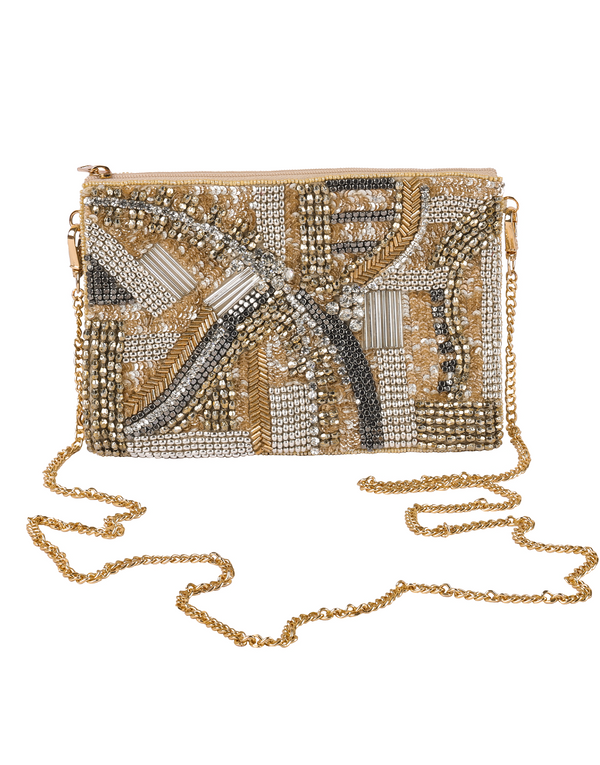 Namjosh Golden Rhapsody Beaded Cross Body Bag