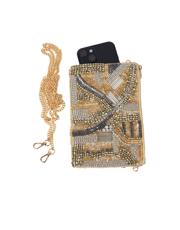 Namjosh Golden Rhapsody Beaded Cross Body Bag