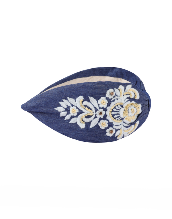 Namjosh Indigo Embroidered Headband
