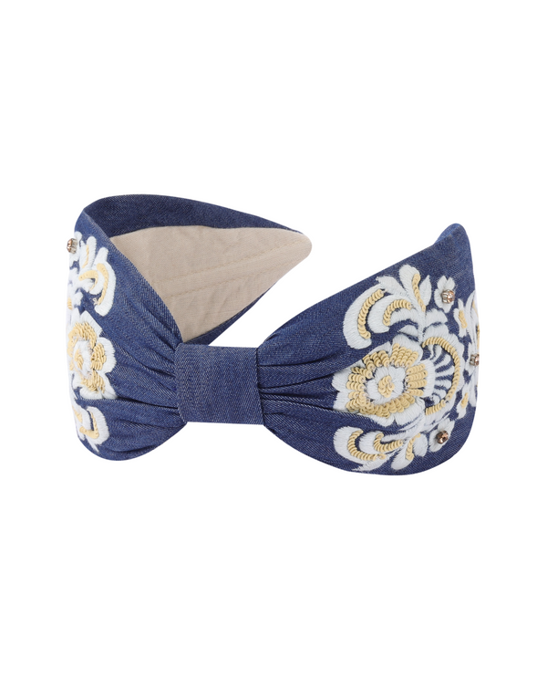 namjosh Indigo Embroidered Headband