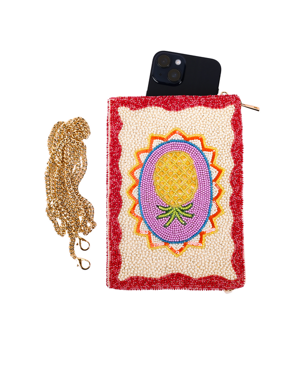 Namjosh Pineapple Beaded Cross Body Bag