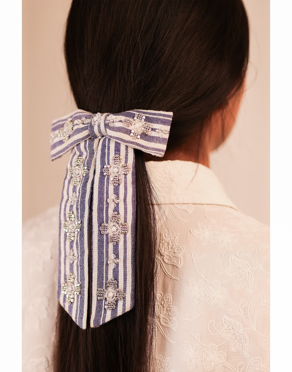 namjosh Preppy Striped Bow