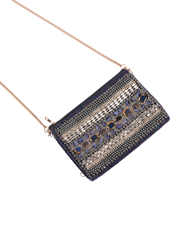 Namjosh Silver Mirage Beaded Cross Body Bag