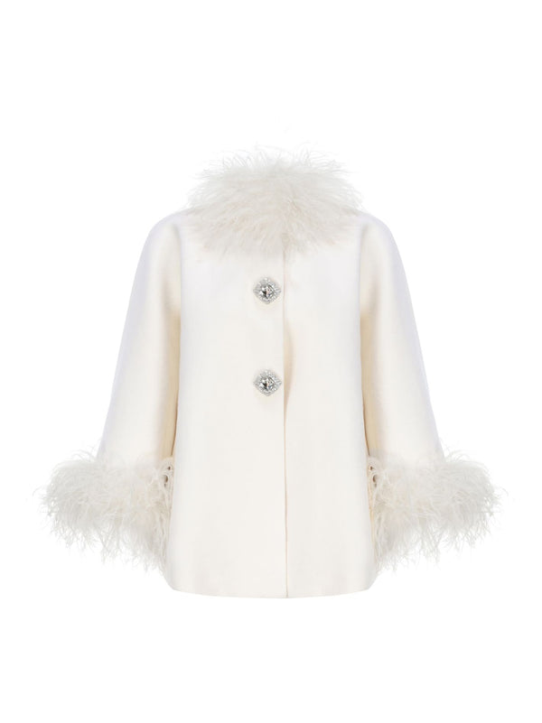 nana jacqueline Angelica Feather Coat (White) (Final Sale)