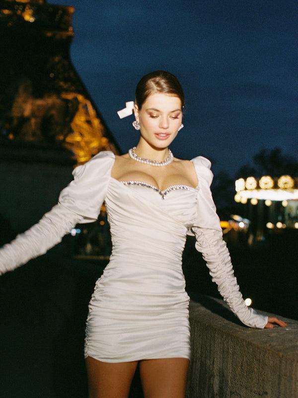 Nana Jacqueline Daphne Satin Dress (White) (Final Sale)