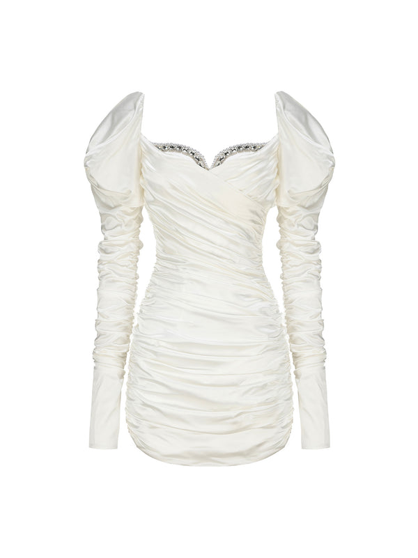 nana jacqueline Daphne Satin Dress (White) (Final Sale)