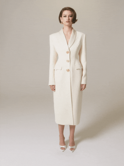 Nana Jacqueline Evie Long Suit Jacket (White) (Final Sale)