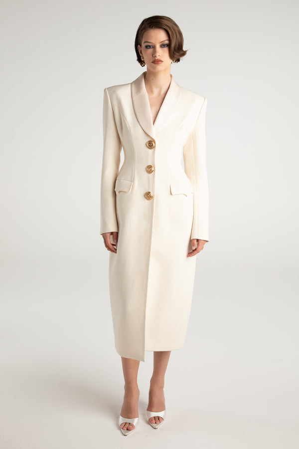 Nana Jacqueline Evie Long Suit Jacket (White) (Final Sale)