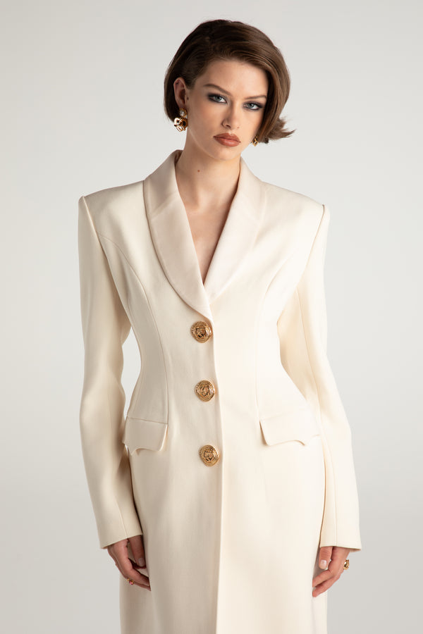 Nana Jacqueline Evie Long Suit Jacket (White) (Final Sale)