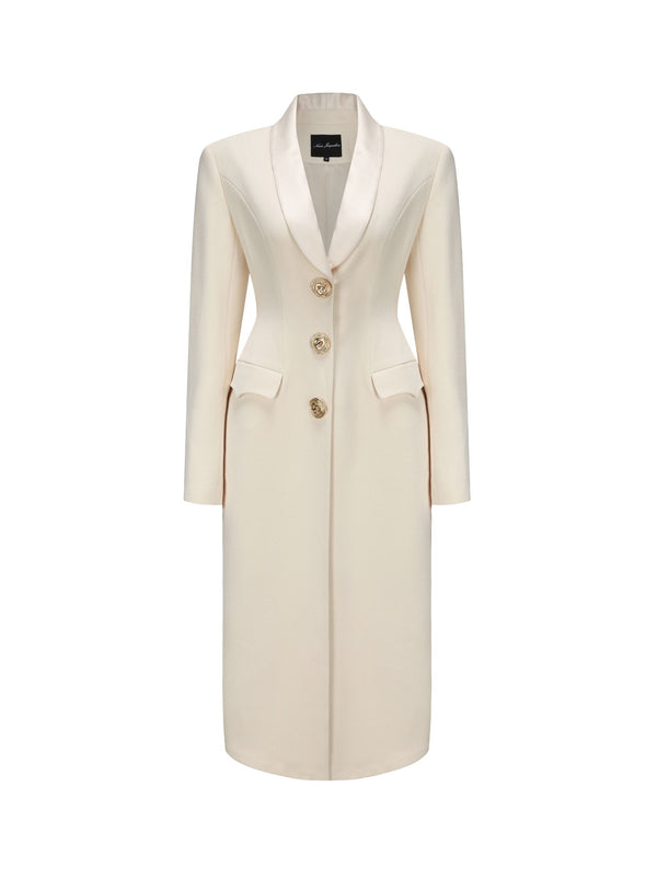 nana jacqueline Evie Long Suit Jacket (White) (Final Sale)