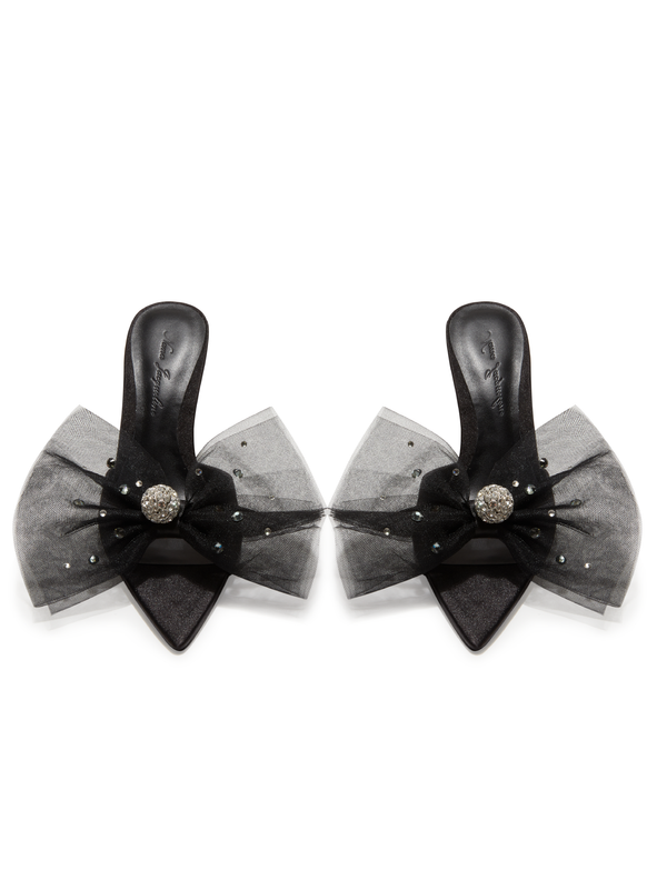 Nana Jacqueline Isabella Bow Heels (Black) (Final Sale)