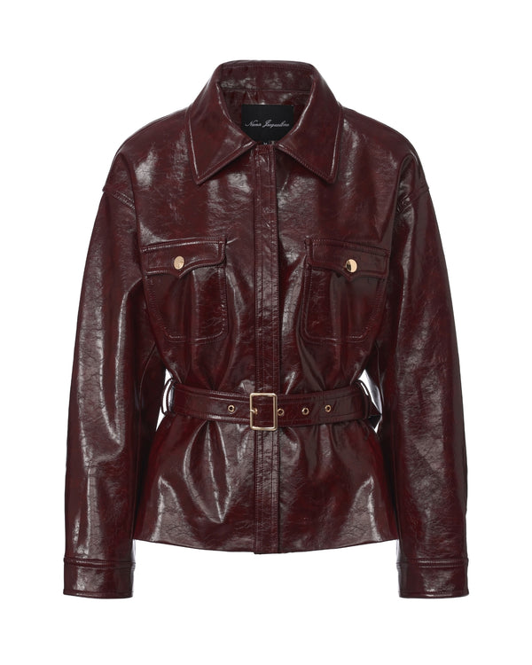 nana jacqueline Isabella Vegan Leather Jacket (Claret)