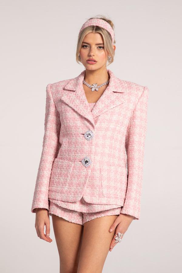 Nana Jacqueline Maya Lapel Suit Jacket (Pink Checkered)