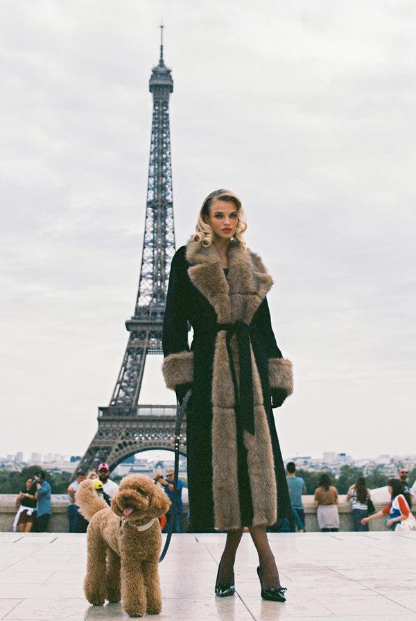 Nana Jacqueline Adriana Faux Fur Coat (Black & Brown)