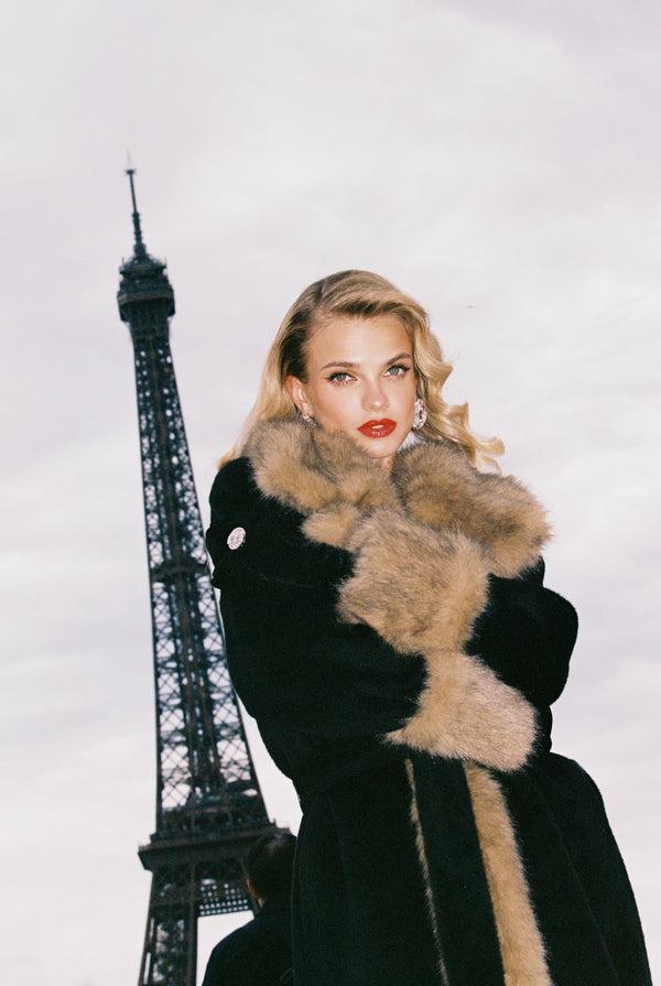 Nana Jacqueline Adriana Faux Fur Coat (Black & Brown)