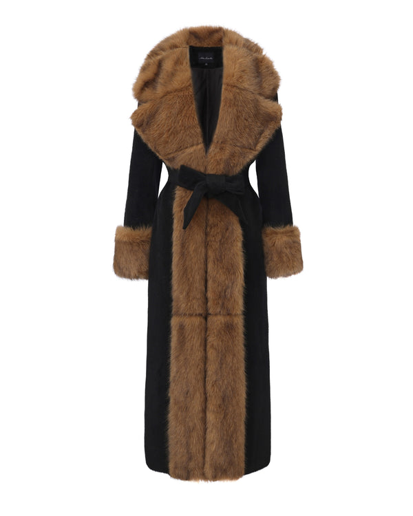 nana jacqueline Adriana Faux Fur Coat (Black & Brown)