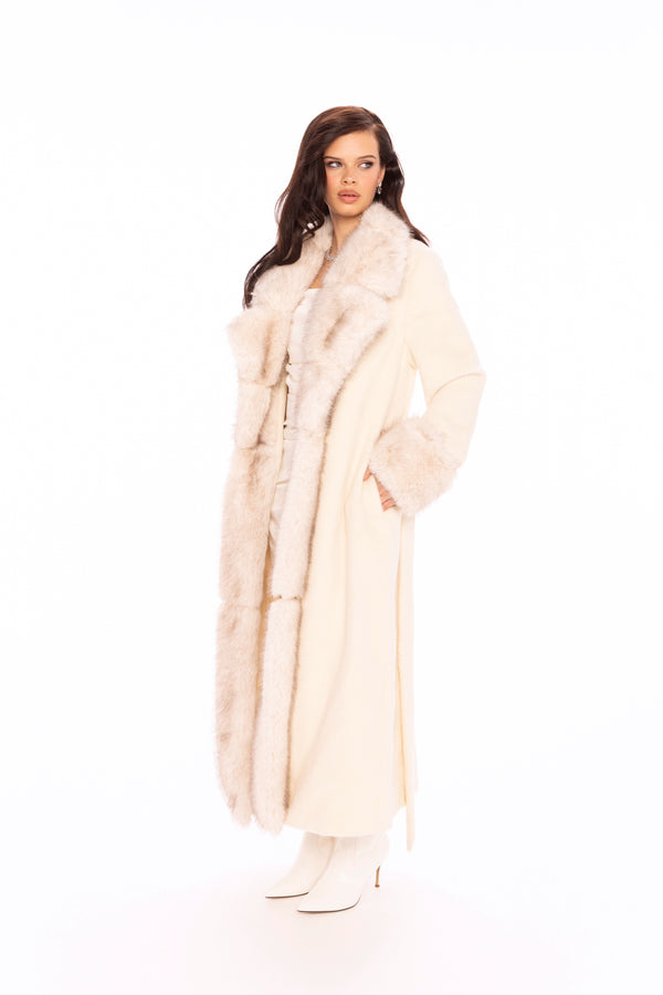 Nana Jacqueline Adriana Faux Fur Coat (Off-white)