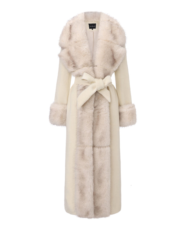 nana jacqueline Adriana Faux Fur Coat (Off-white)