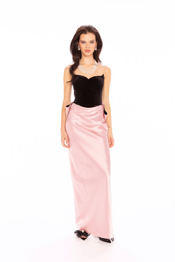 Nana Jacqueline Amor Strapless Velvet Maxi Dress