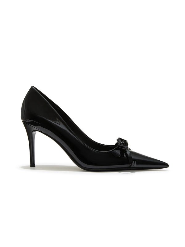 Nana Jacqueline Audrina Bow Heels (Black) (Final Sale)
