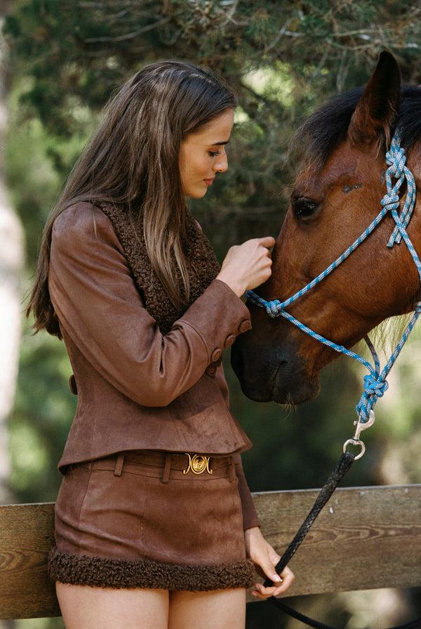 Nana Jacqueline Celine Suede Coat (Brown)