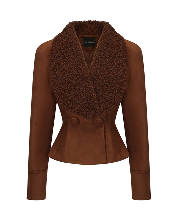 nana jacqueline Celine Suede Coat (Brown)