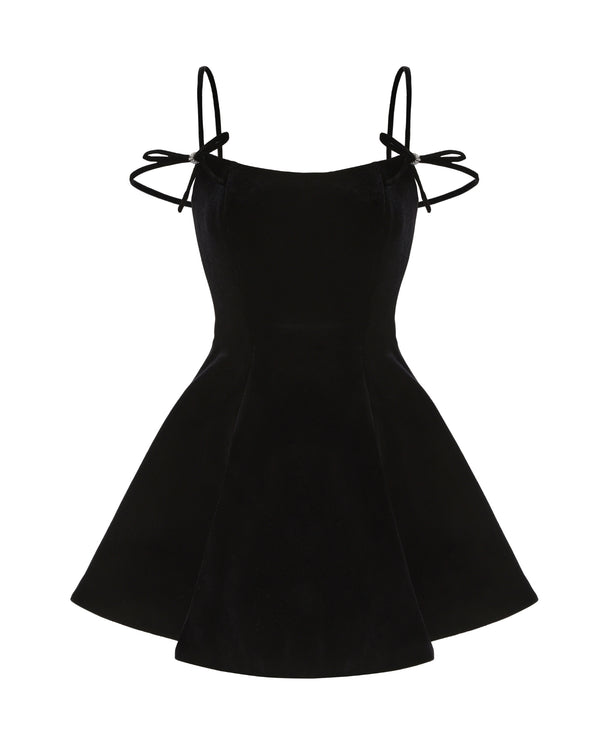 nana jacqueline Chantal Bow Velvet Mini Dress