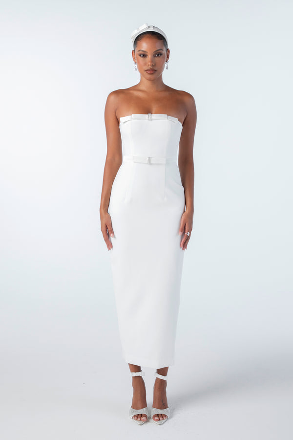 Nana Jacqueline Demi Bow Dress (White)