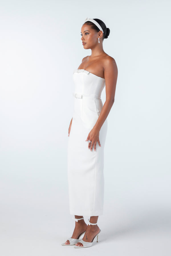 Nana Jacqueline Demi Bow Dress (White)