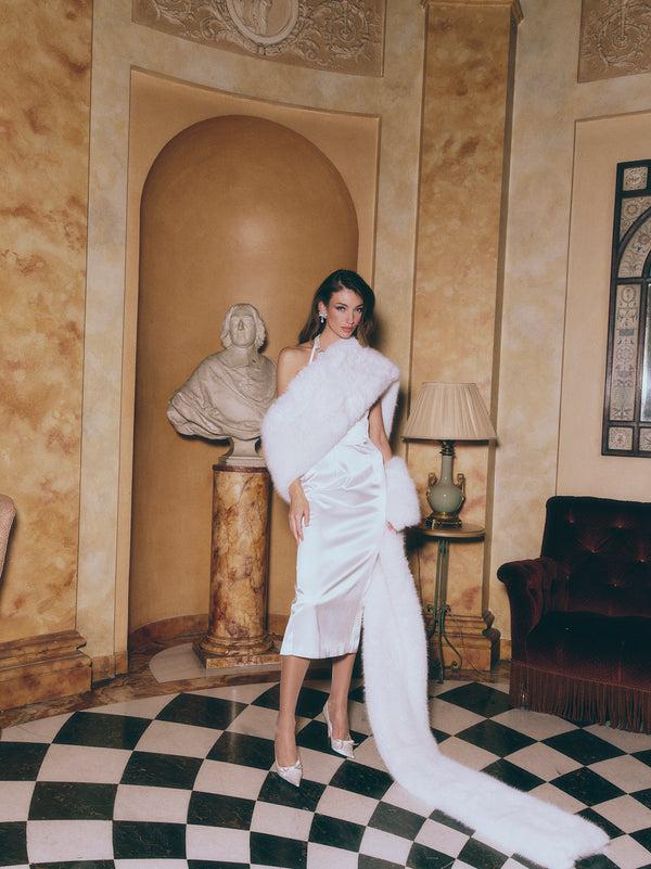 Nana Jacqueline Emma Fur Shawl (White)