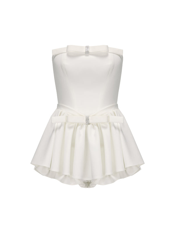 nana jacqueline Giselle Bow Jumpsuit (White)