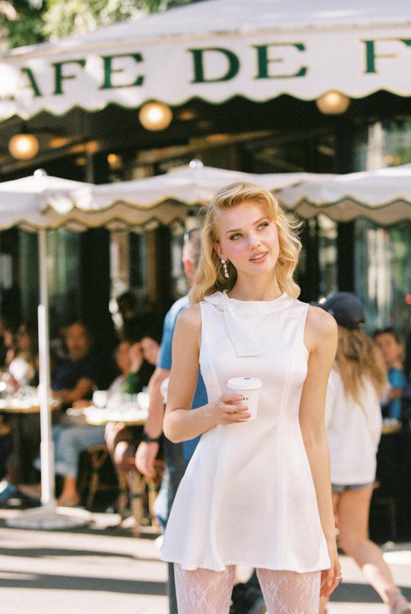 Nana Jacqueline Lila Satin Mini Dress (White)