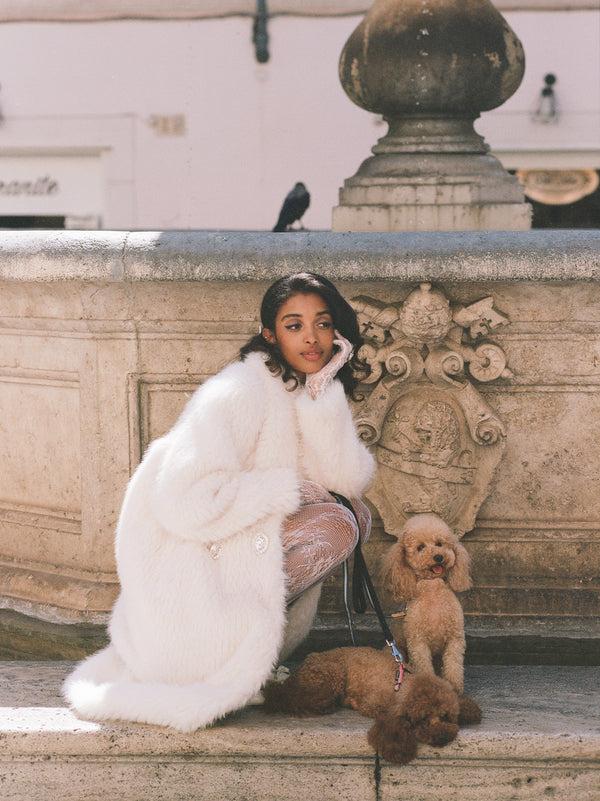 Nana Jacqueline Marisa Fur Coat (White)